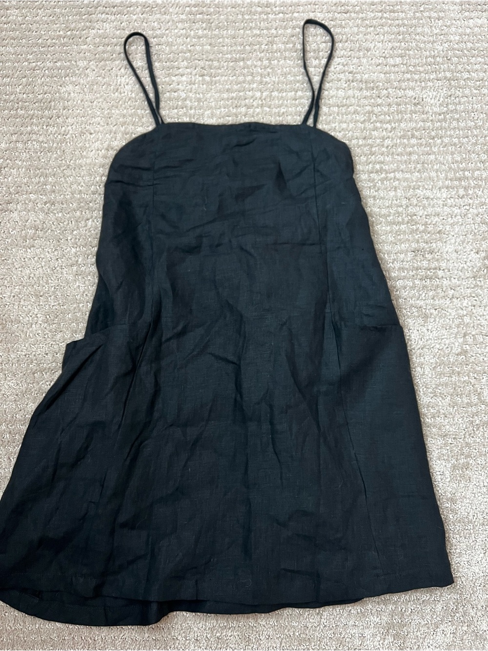 Vitamin A Nola Linen Mini Dress black